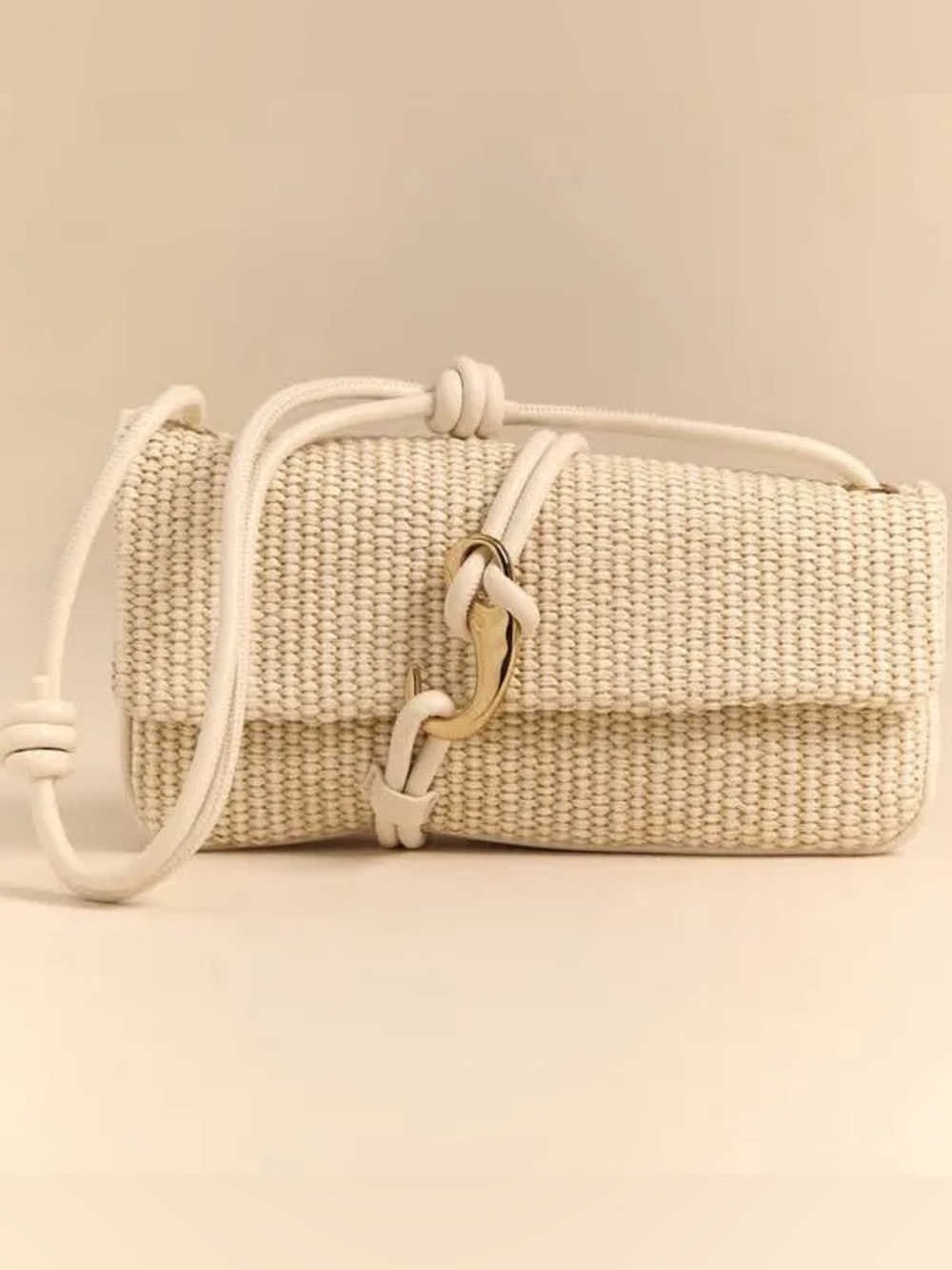 dolce vita Cream Woven Crossbody Bag with Gold Accent
